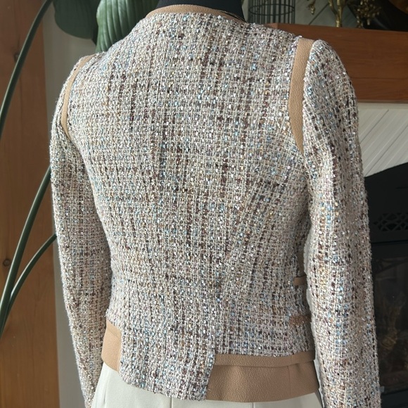 Elegant Tweed Jacket - Cream and Tan - Picture 9 of 15